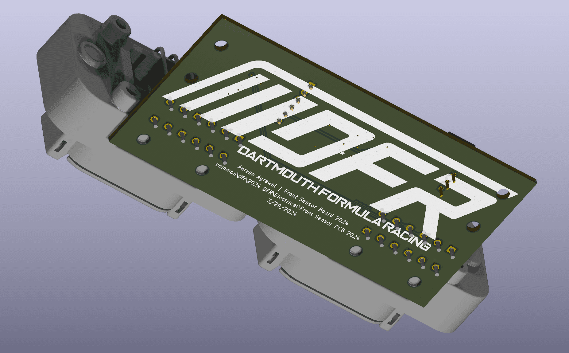Sensor PCB 3D render, back