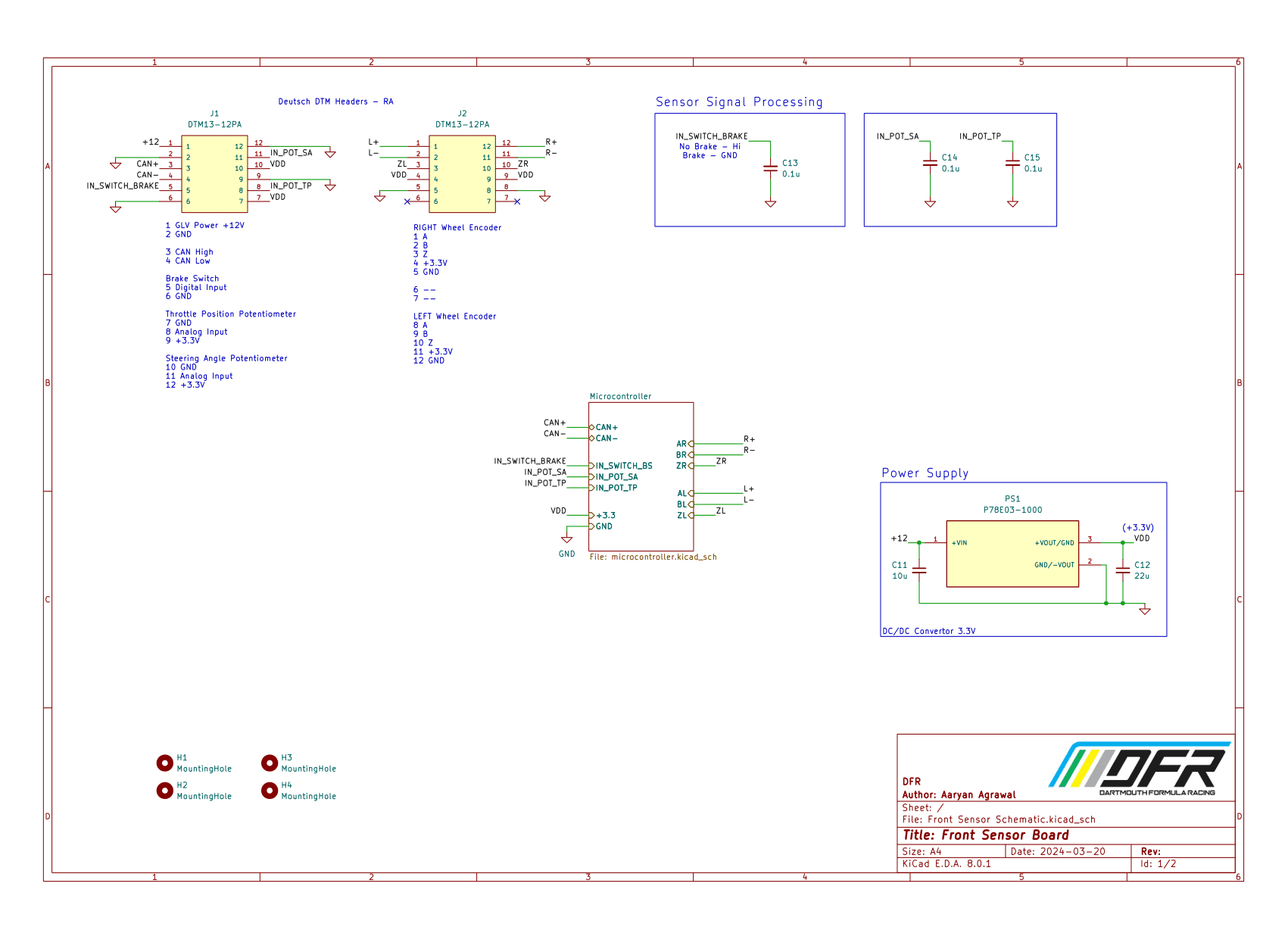 Sensor PCB schematic
